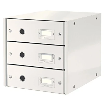 Image of Leitz Drawer Cabinet, 3 Drawers, A4, Click and Store Range 60480001 White
