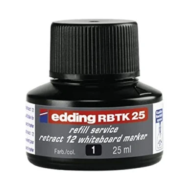 Image of Edding Rbtk 25 Refill Ink Black Ml with Capillary System, Ideal for Clean and Uncomplicated Refilling of The Whiteboard Marker Retract 12