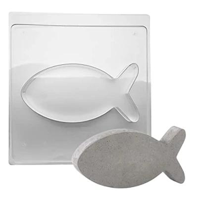 Image of Rayher Fish Shape Casting Mould for Concrete Crafts, Ichthys Shapes with Plaster of Paris, clear plastic, reusable, 25x12.5cm, 36084000