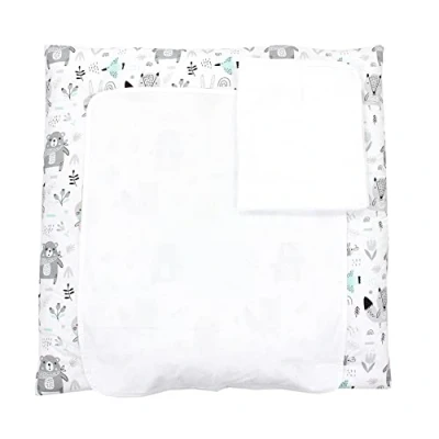 Image of TupTam Baby Changing Mat with 2 Terry Cover, Bears/Foxes/Mint, 75 x 85 cm