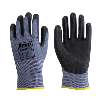 Image of Nitrex 241PF Work and Safety Gloves, Bag of 10 Pairs, Size 7 F Rated Cut Resistant Gloves with Seamless Liner PU Palm Coating