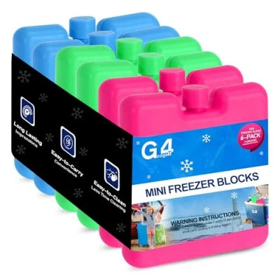 Image of G4GADGET 6 Pack 8CM Freezer Blocks Ice Brick Block Cooler Bag Box Travel Picnic