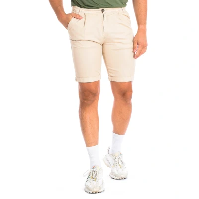 Image of La Martina Mens Bermuda shorts with straight cut hem TMB004 TL121 Beige Linen Size 30 (Waist)