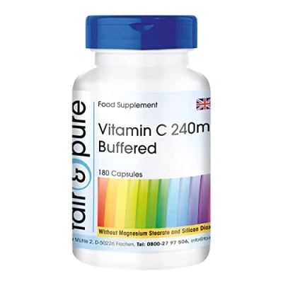 Image of Fair &amp; Pure® Vitamin C Capsules 240mg Calcium ascorbate with rosehips Vegan 180