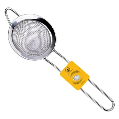 Image of Small Tea Strainer 8 cm Pack of 1 Metal Sieve Stainless Steel, Fine Mesh Kitchen Mesh, Sive Cooking, Flour for Baking Rust Free Seive, Dishwasher Safe SIV