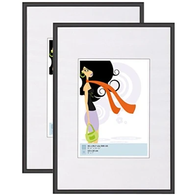 Image of walther Design Picture Frame Black 21 x 29,7 cm (DIN A4) Twin Pack, New Lifestyle Plastic KV130BD
