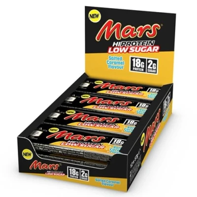 Image of Mars Salted Caramel Low Sugar Chocolate Hi Protein Bars (12 x 57g), Only 2g of per bar, High Energy Snack, 18g