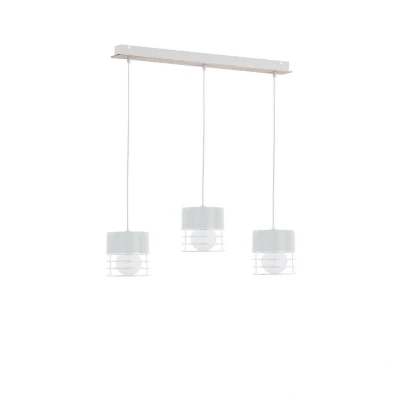 Image of Casa Bar Pendant Ceiling Light White, Wood, 60cm, 3x E27