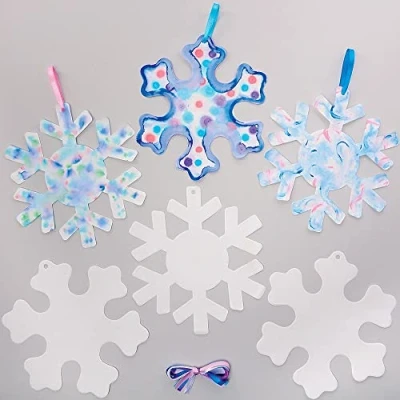 Image of Baker Ross FX302 Snowflake Colour Diffusing Paper Shapes Pack of 30, Winter Christmas Decorations, Hanging Arts and Crafts for Kids
