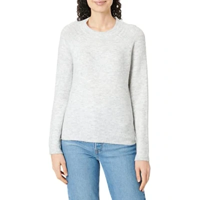 Image of PIECES Women&#039;s Pcjuliana LS O Neck Knit Noos Bc Sweater, Light Grey Mix, XS