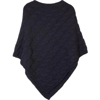 Image of styleBREAKER Knitted Poncho with Plait Pattern, Round Neck Poncho, coarse Knit, Ladies 08010040, Colour:Midnight Blue/Dark Blue