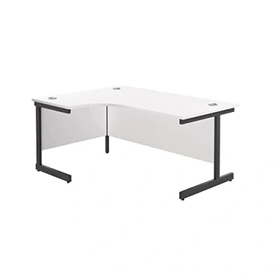 Image of Office Hippo Heavy Duty Desk, Left Corner Strong &amp; Reliable Workstation, Table With Integrated Cable Ports, PC Desk For or Home White Top / Black Frame
