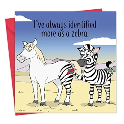 Image of Twizler Funny Card with Zebra Horse Blank Birthday for Men or Women Happy Her Him Dad Husband Mum Wife Anniversary