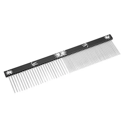 Image of Pet Comb, 3 Colors Stainless Steel Dog Cat Hair Comb Anti Static Shedding Grooming Brush with Different Spaced Rounded Teeth(Black)