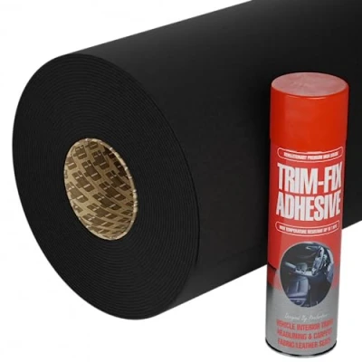 Image of Black Van Lining Carpet 4 Way Stretch 8 Metre Long with Glue