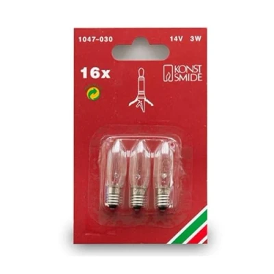 Image of Konstsmide Christmas E10 3 W 14 V candle shaped spare bulbs pack of 3