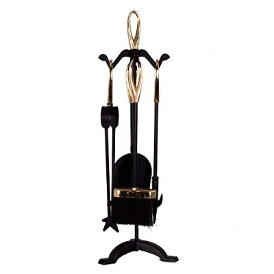 Image of Fire Vida Buxton 5 Piece Companion Set, Black &amp; Brass