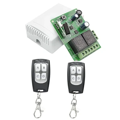 Image of QIACHIP DC 12V 24V 30V Secure Remote Control Switch Universal Wireless 433Mhz rf 10A Relay Receiver Board with 2 Transmitter Key fobs, for Motor, Light, Gate door, DIY Controller