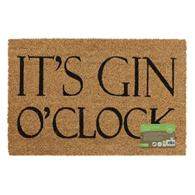 Image of JVL Eco Friendly Latex Backed Coir Door Mat, Gin O&#039;Clock