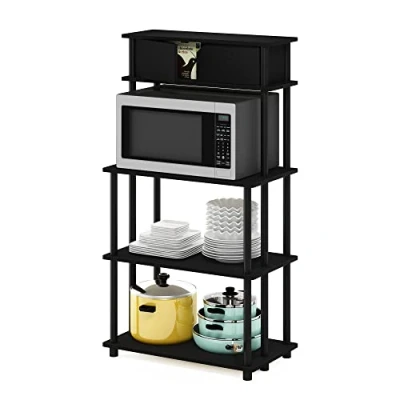 Image of Furinno Turn N Tube Toolless Storage Shelf with Top Cabinet, Americano/Black