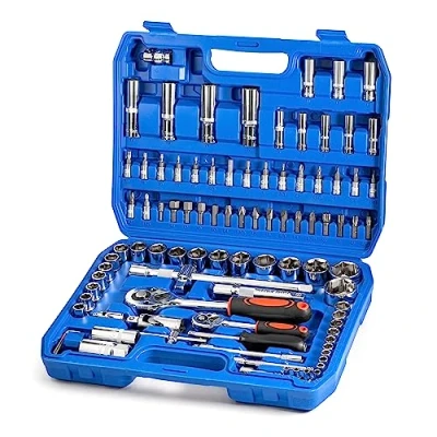 Image of Vivo Technologies 94Pc 1/2&quot; &amp; 1/4&quot; Socket Set Screwdriver Bit Torx Ratchet Driver Case Tool Kit Carbon Steel Wrench
