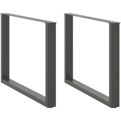 Image of vidaXL Coffee Table Legs U Shaped 2 pcs Anthracite Steel 100x72 73 cm for Living/Dining Room with Adjustable Foot Levelers Easy Assembly