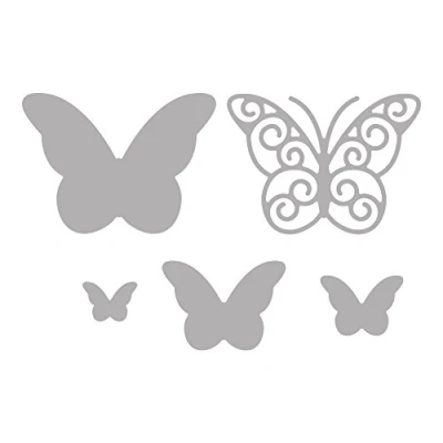 Image of Rayher Set of 5 Metal Cutting Dies with Butterfly Design, Paper Craft Die for Card Making and Scrapbooking, Dies, 1.3 4.5cm, silver, 100% steel, 59229000