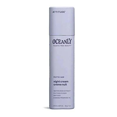 Image of ATTITUDE Oceanly Night Cream Stick, EWG Verified, Plastic free, Plant and Mineral Based Ingredients, Vegan Skin Care Products, PHYTO AGE, Unscented, 30 grams