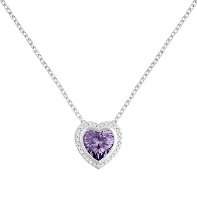 Image of RADLEY Womens Sterling Silver Purple Cubic Zirconia Stone Set Heart Pendant Necklace
