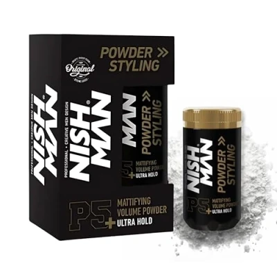 Image of NISHMAN Hair Volume Powder, 20 gr Ultra Hold Natural Matte Look Styling Powder Men Texture Wax Texturising, Volumising (P5+ Hold)