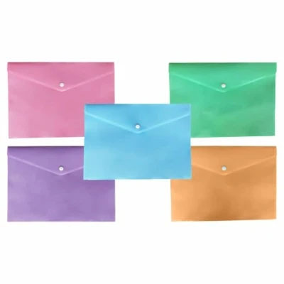 Image of 20Pcs A4/A5 Pastel Colour Plastic Wallets Folder Foolscap Document Files Popper Wallet Envelope Folders Pockets (20 A4 Folders)