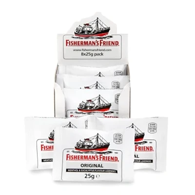 Image of Fisherman&#039;s Friend Original Extra Strong Menthol &amp; Eucalyptus Lozenges, Pack of 8 (25 g)