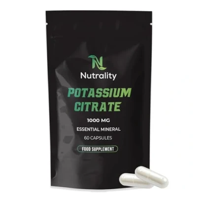 Image of Nutrality Potassium Citrate 1000mg High Strength Supplement Nervous System, Muscle Contraction, Keto Friendly (60 Capsules)
