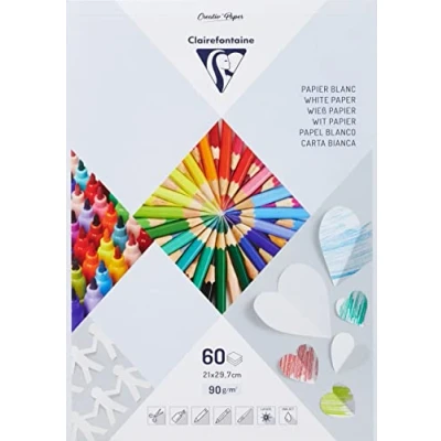 Image of Clairefontaine Ref 97241C PaperTouch Drawing &amp; Painting Paper (Pack of 60 Sheets) A4 (210 x 297mm) in Size, 90gsm Suitable for Pens, Pencils, Felt Tips White