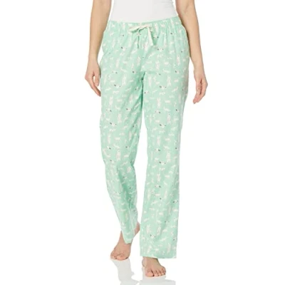 Image of Amazon Essentials Women&#039;s Flannel Pyjama Sleep Bottoms (Available in Plus Size), Mint Green Forest Animals, XXL