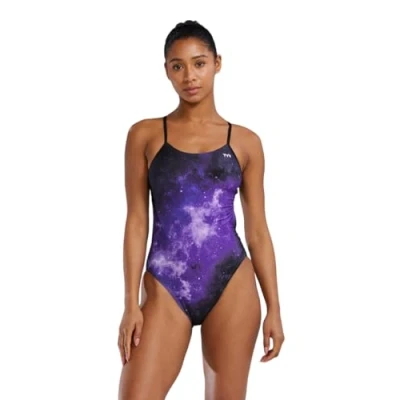 Image of TYR Women&#039;s Standard Durafast Elite Cutoutfit Swimsuit, Purple/Starborne