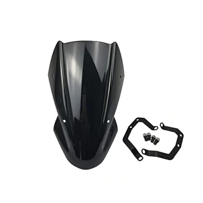 Image of Z650 Windshield For 2017 2018 2019 Kawasaki Z 650 Double Bubble Windscreen Wind Deflector Shield Visor Motorcycle Accessories (Dark Smoke)