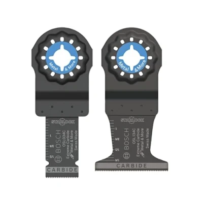Image of BOSCH OSL002CH 2 Piece Mixed Set 3/4 in. &amp; 1 Starlock Oscillating Multi Tool Metal More Carbide Extreme Plunge Cut Blades for Cutting Iron Bar, Metal, Wood with Nails, Drywall and Tile