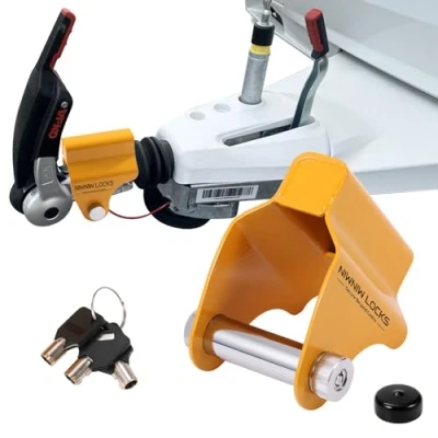 Image of NiwNiw Heavy Duty Caravan Hitch Lock High Security Anti Theft for ALKO AKS1300/2004/3004 &amp; AK130/160, Trailer Coupling Protection with Reinforced Steel