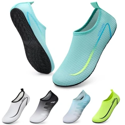 Image of Swim Water Shoes Aqua Socks Barefoot for Sea Beach Swimming Pool Ladies Women Mens Sky Blue 6/7 UK