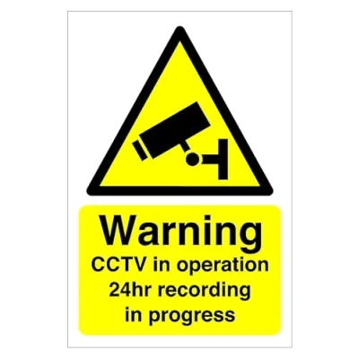 Image of Warning CCTV in operation 24hr recording progress Safety sign High tack sticker 150mm x 100mm