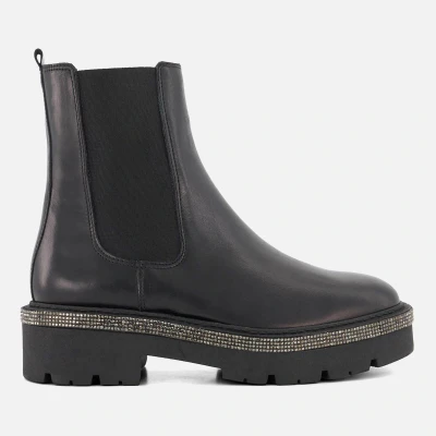 Image of Dune Ladies PANICS Diamante Trim Chelsea Boots Size UK 5 Flat Heel Ankle Black