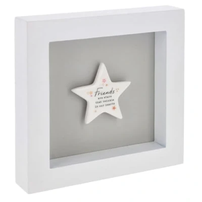 Image of Shudehill Giftware Heartfelt Art Star Plaque in White Frame Small Sisters, Auntie, Friend, Friendship, Baby Boy, Angels (Friend)