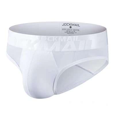 Image of JOCKMAIL Men Briefs Underwear Mesh Soft Cotton Low Rise (L, White1)