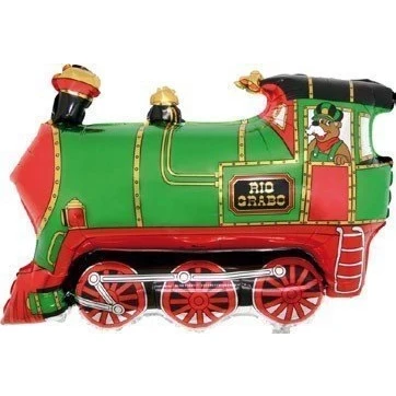 Image of Toyland® 25 Inch Green Train Shaped Foil Balloon Childrens Birthday Party Decorations