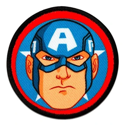 Image of Iron on Patches Avengers Captain America Button Comic Children Blue 6cm Application Embroided Patch Badges