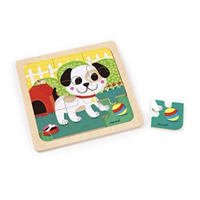 Image of Janod J07066 Wooden puzzle 9 pieces, Titus Dog