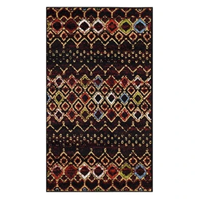 Image of Safavieh Boho Chic Rug for Living Room, Dining Bedroom Amsterdam Collection, Short Pile, in Black and Multi, 91 X 152 cm