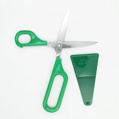Image of PETA Easi Grip Left Handed Self Opening Long Loop Scissors, 75mm Pointed Stainless Steel Blade with Spring to reopen, Ergonomic Grip, Ideal for Adults Weak Poor Hand Control, or Tremor.