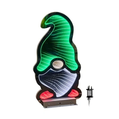 Image of 40cm Infinity Gonk with Hat on Metal Base Green, White and Red LEDs